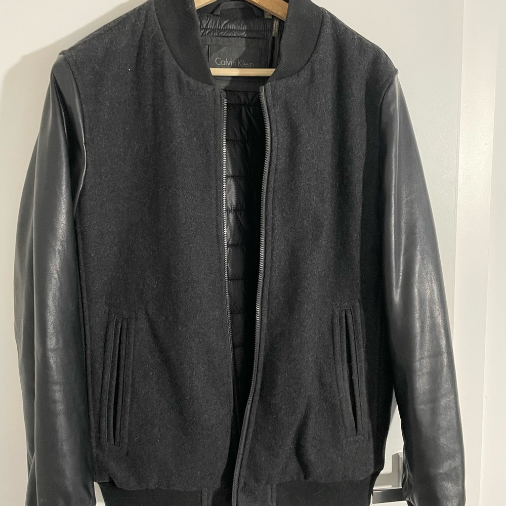 Calvin Klein Men's Charcoal and Black Bomber Jacket